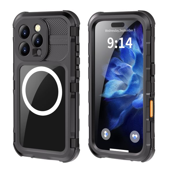 Metal Diving Waterproof Phone Case Compatible with Apple iPhone 14 Pro Max