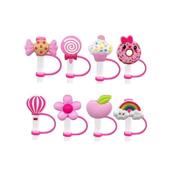 8 Pc Cartoon Reusable Straw Covers - 8mm Reusable Straw Covers