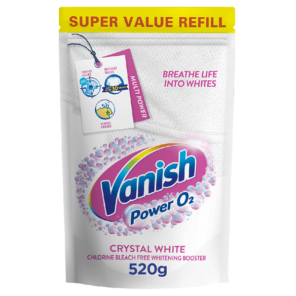 Vanish 520g Power O2 Crystal White, Multi-Action Stain Remover Powder Refill