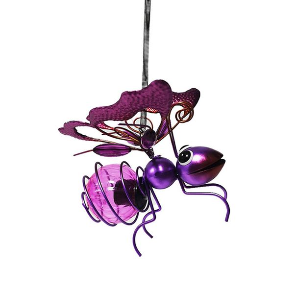 Solar Iron Insect Statue with Led Fairy Light Compatible with Universal