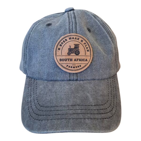 Gift Emporium Leather Patch Cap | One Size Fits Most | Washed Denim Blue
