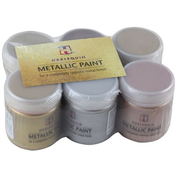 Harlequin Metallic Craft Paint Kit 6 x 100ml
