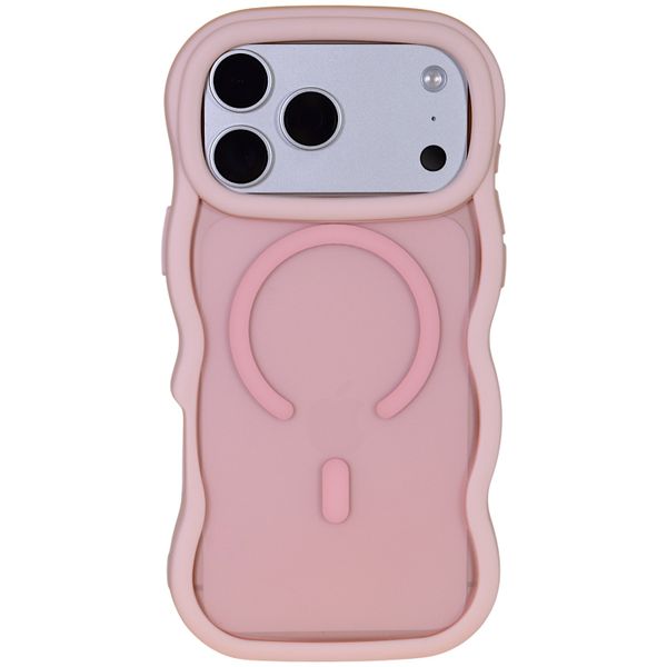Wavy Edge Magnetic Silicone Phone Case - Compatible with iPhone 17 - Pink