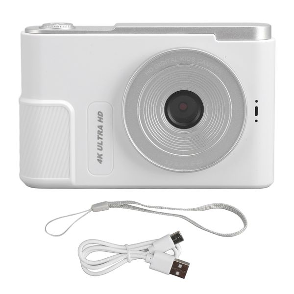 48MP 4K Kids Camera - 16X Zoom, 2.4" Screen, Vlog Silver
