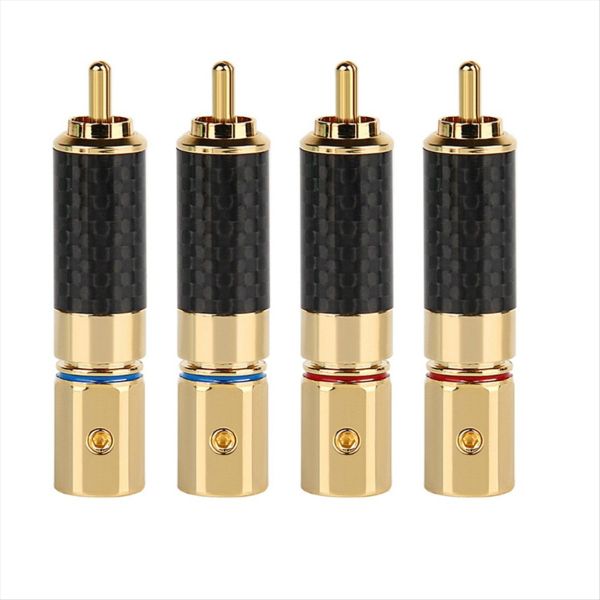 Hifi Rca Connector 10Mm Carbon Fiber Gold Plated Lotus Plug