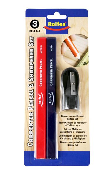 Rolfes Carpenters Pencil Set with Sharpener - Pack of 10