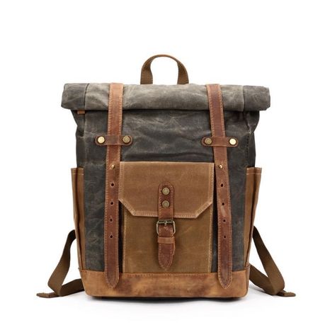 Canvas and leather backpack on sale