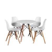 Round Table with 4 Chairs - White
