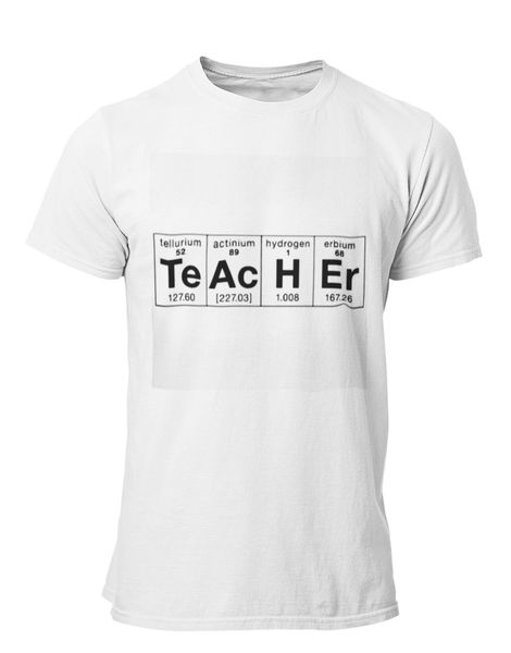 PepperSt Mens White T-Shirt - TeAcHeR Periodic Table