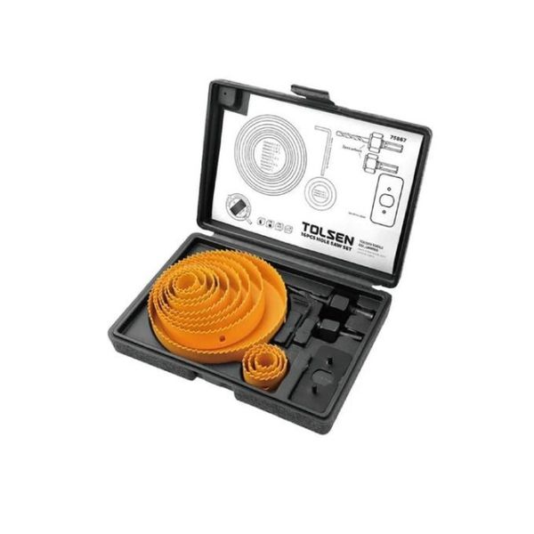 Tolsen - Hole Saw Set 16 Piece Carbon Steel