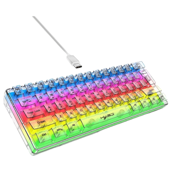 HXSJ - RGB Backlit Keyboard With Membrane Switch Mechanism - Transparent
