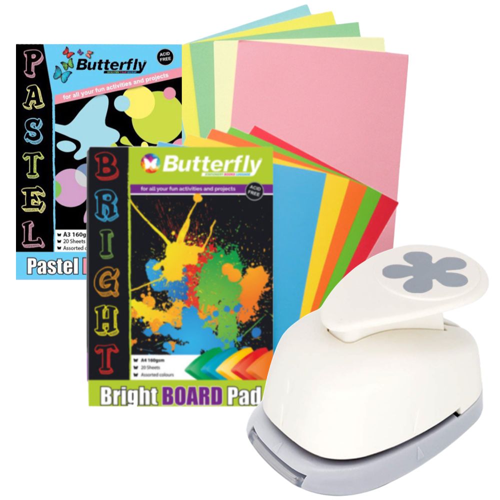 Craft Scrapbooking Large Flower Paper Punch & 40 Pcs Cardboard 160GSM