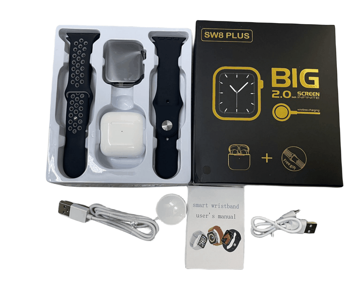 Sw8 Smart Watch With Headphones 2-in-1 Kit Hd Full Screen 2.0 Inch 