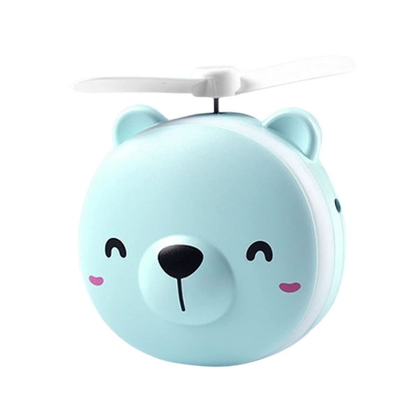 Handheld Portable Bear Design Fan With LED Light And Mirror