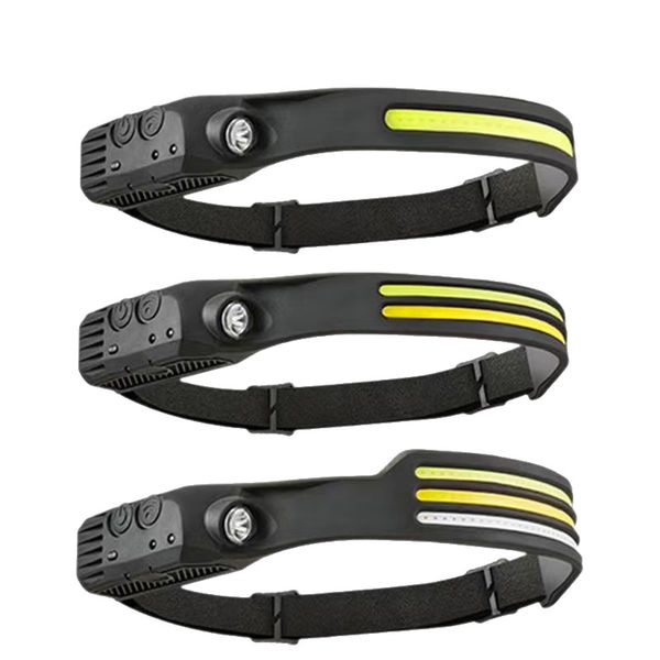 Head-mounted LED Strong Light Rechargeable Headlamp-Black-3-Piece set