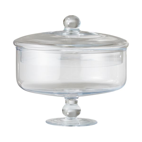 Mannk Footed Glass Biscuit Bowl &amp; Lid Set 2 Piece