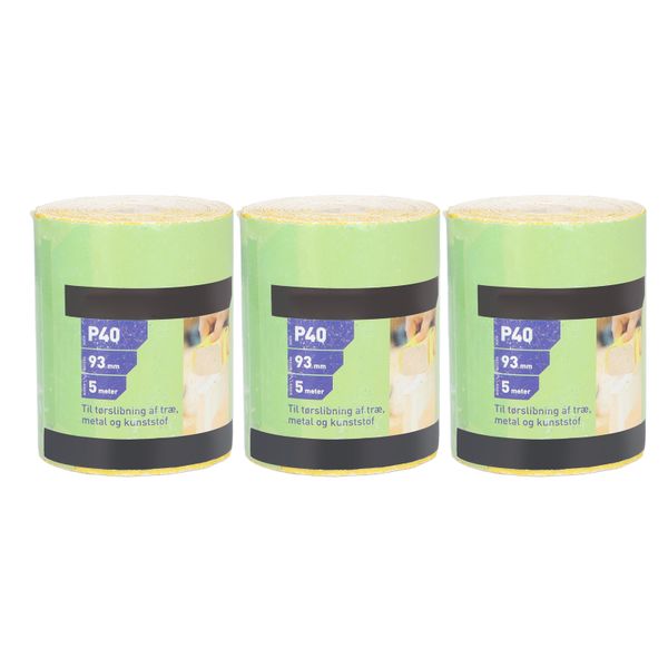3 Rolls 40 Grit Sandpaper, Yellow for Grinding &amp; Polishing