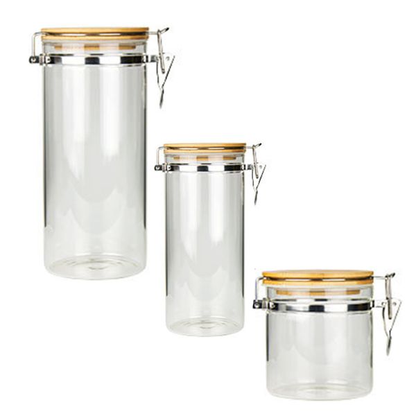 Kitchen Containers set of 3 silver strip