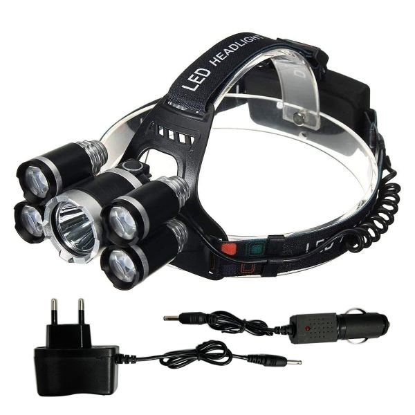 Rechargeable LED Headlight Portable Headlamp with 2 Charger