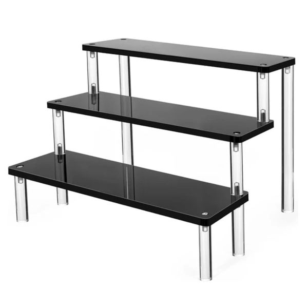 NoirRise Black Acrylic Multi-Tier Perfume &amp; Vanity Display Stand Organiser