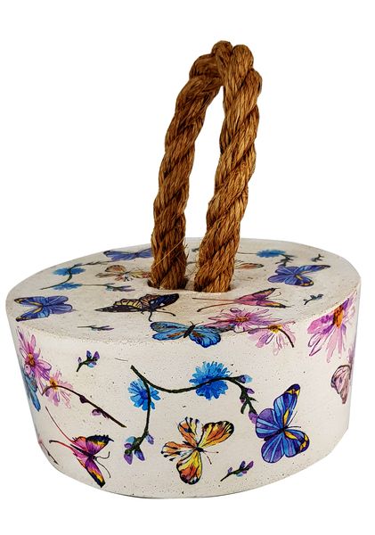 Perfectly Potty - Artisan Rope &amp; Cement Door Stopper - Butterflies
