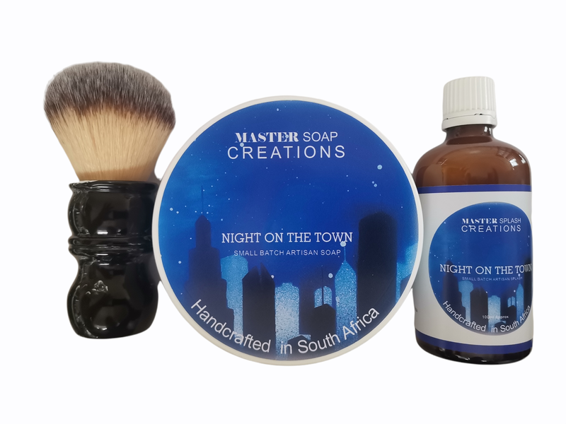 Shaving soap &amp; aftershave splash &amp; shaving brush combo Night On The Town