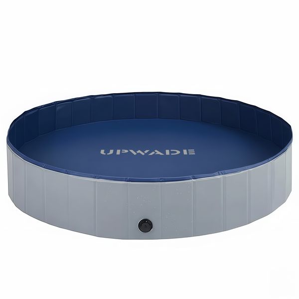 Foldable Dog Swimming Pool 160 x 30 cm PVC Non Slip Pet Bath Kids Paddling