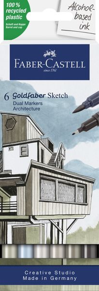 Goldfaber Alcohol Double Tip Sketch Marker, 6ct set, Architectural set