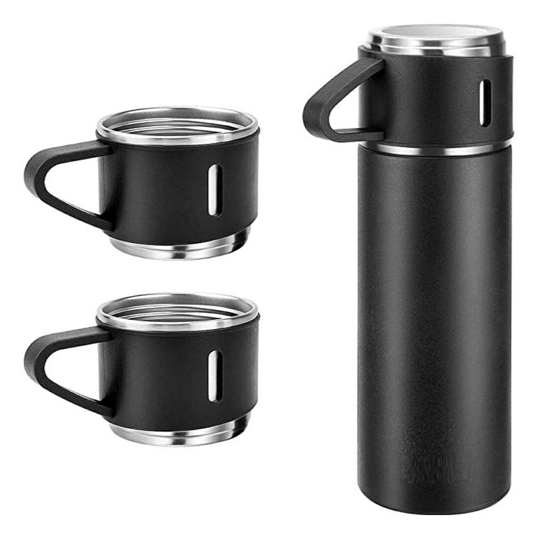 500ml Stainless Steel Thermo Bottle Vacuum Insulated Flask Set 3 Cups 