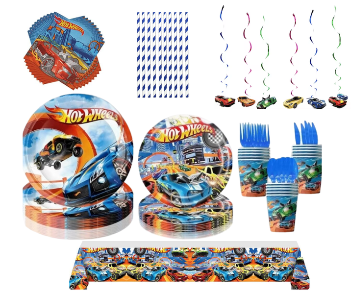 Hot Wheels Car Racing Theme Party Disposable Tableware Set &amp; Decor Boys