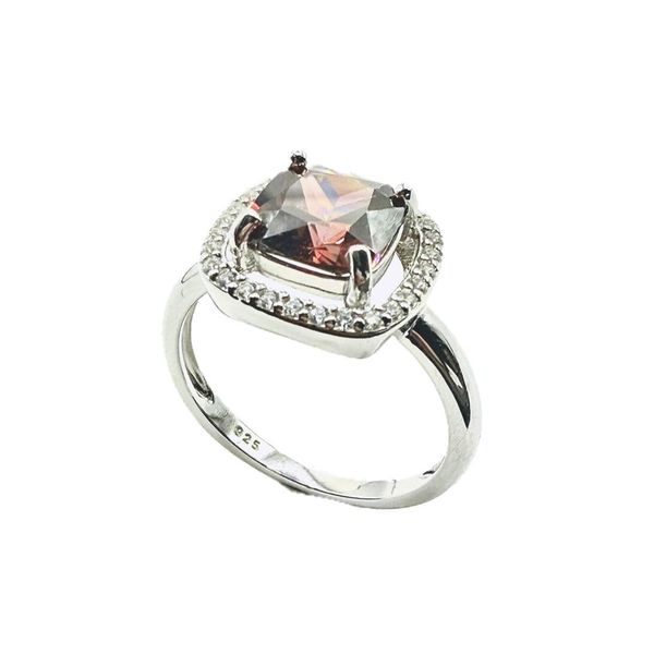 Plum Pink Cubic Zirconia Ring Sterling Silver 925