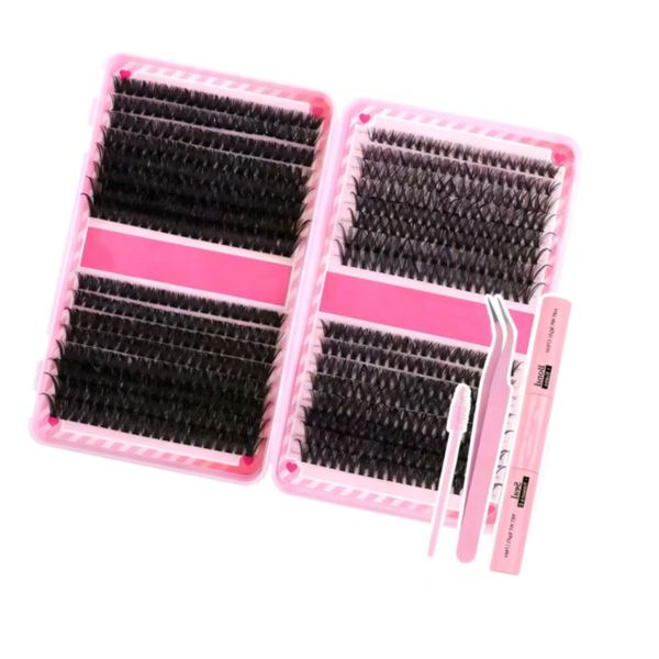 640pcs Slender Eyelashes Set, 10-16mm Length, DIY Soft False Eyelashes