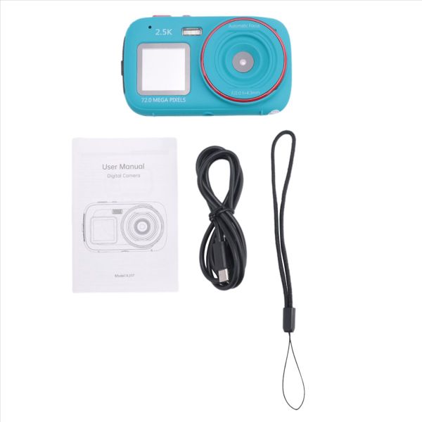 Digital Camera 16X Zoom Dual Screen 72Mp Hd Camera For Kids Blue