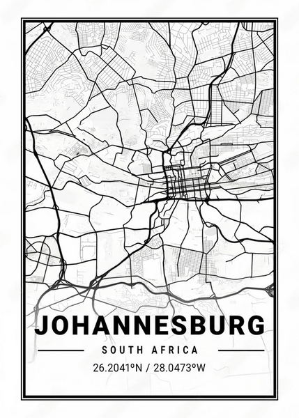 Canvas Wall Art - Map Johannesburg