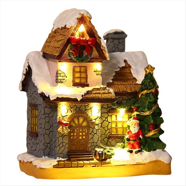 Christmas Village Hut Warm Light Christmas House Battery Powered Christmas