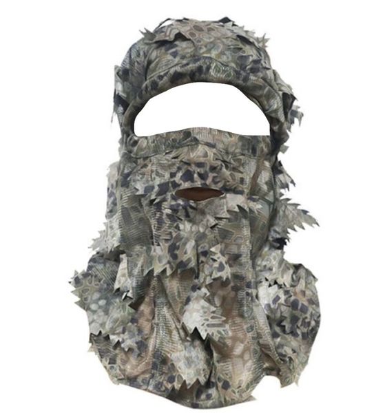 3D Leaf Camo Full Face Balaclava - Grey Breathable Mask