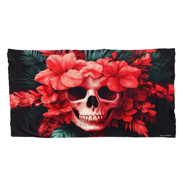 Skull Orchids Halloween Large Fleece Blanket by Wikus Schalkwyk