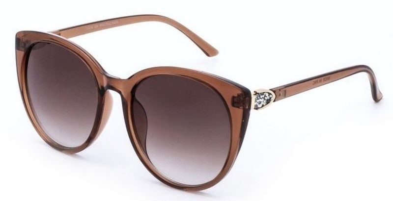 You &amp; I Ladies Classic Grey Cateye Sunglasses - Gold (1193)