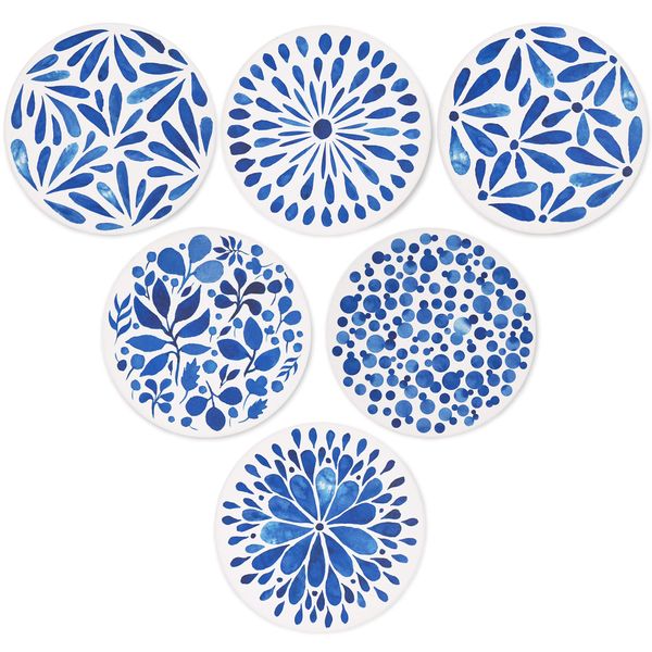 6-Piece Minimalist Wooden Coaster Set - Wooden Art Coasters with Non-Slip