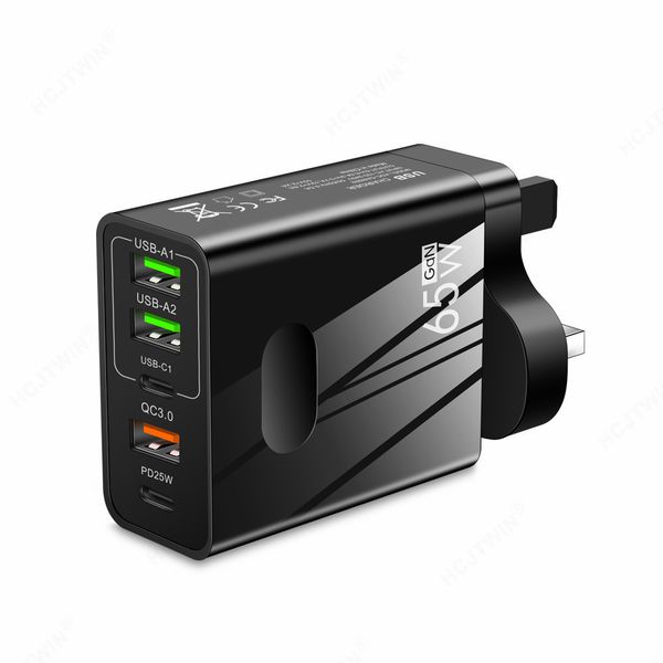 65W PD 3 USB Fast Charger - Multifunctional Charger with Multiple Holes