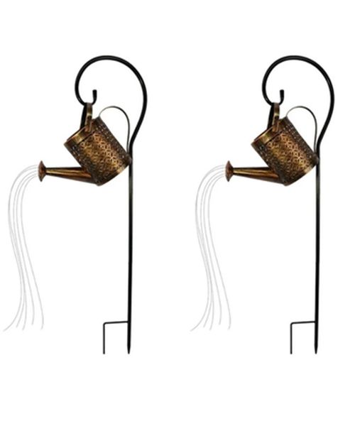 2 Pack Solar LED Garden Light Vintage Watering Can with Cascading Lights