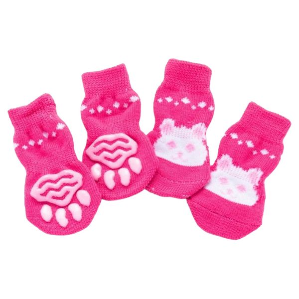 Stylish Pink Paw Print Pet Socks - 2 Pairs For Cats And Dogs