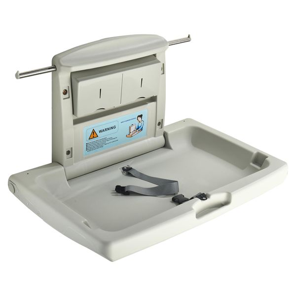 Fold Down Wall Mounted Baby Changing Station with Safety Straps for Home