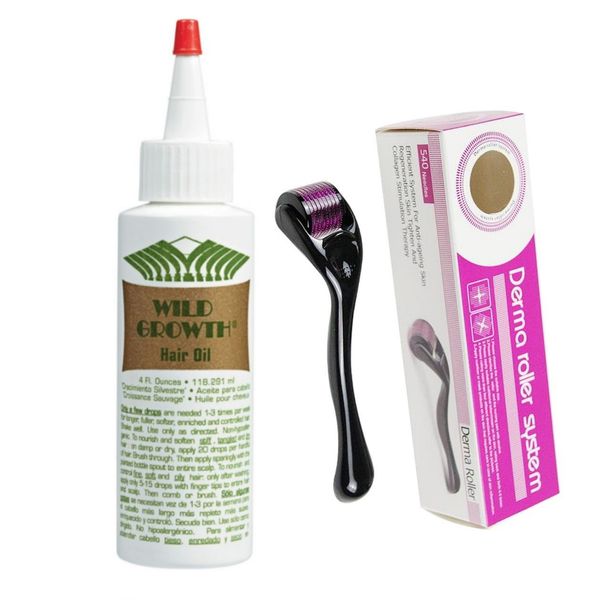 Wild Growth Hair Oil- 118.291 ml &amp; Derma Roller