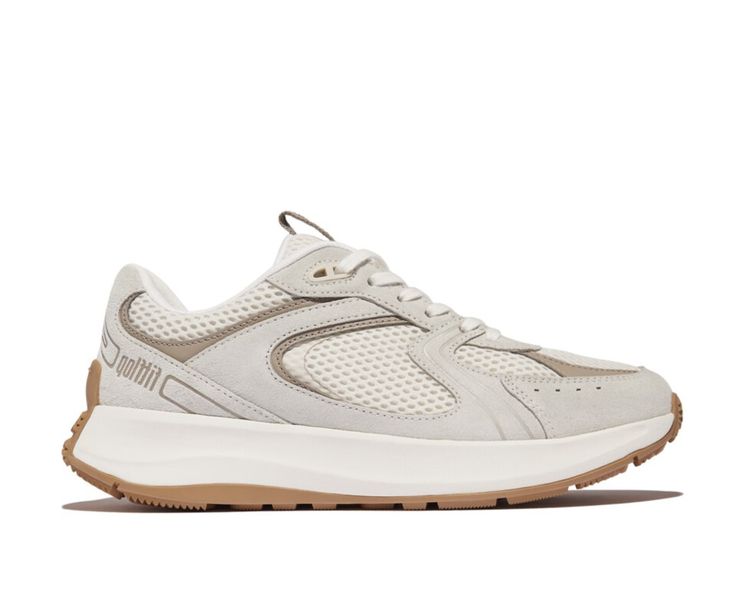 FitFlop F-Mode Flow Suede/Mesh/Leather Sneakers Urban White