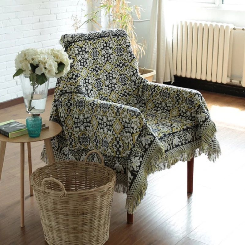 Bohemian Throw Blanket Sofa Decorative Slipcover YellowBlack Shop