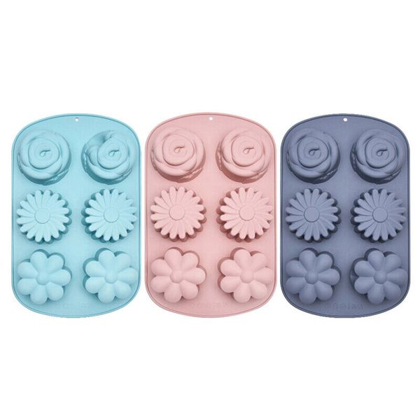 3 Piece 6 Holes Flower Silicone Molds