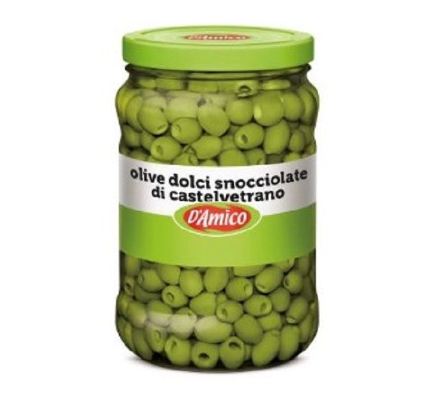 D'AMICO - Pitted Green Sweet Olives in Brine 1550g
