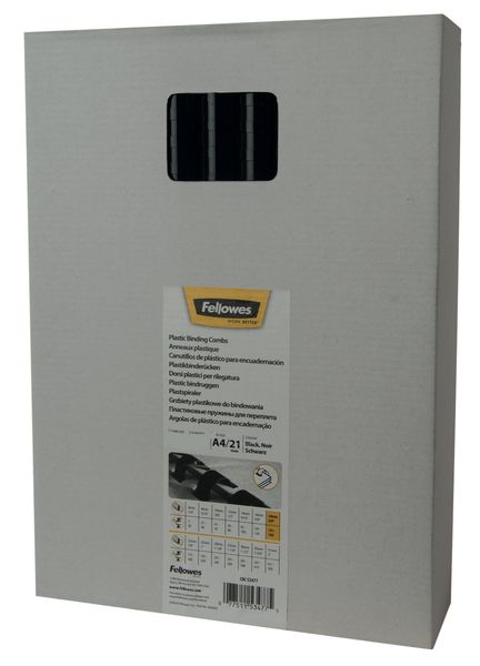Fellowes Black 8mm A4 40 Sheet Plastic Binding Combs Pack of 100