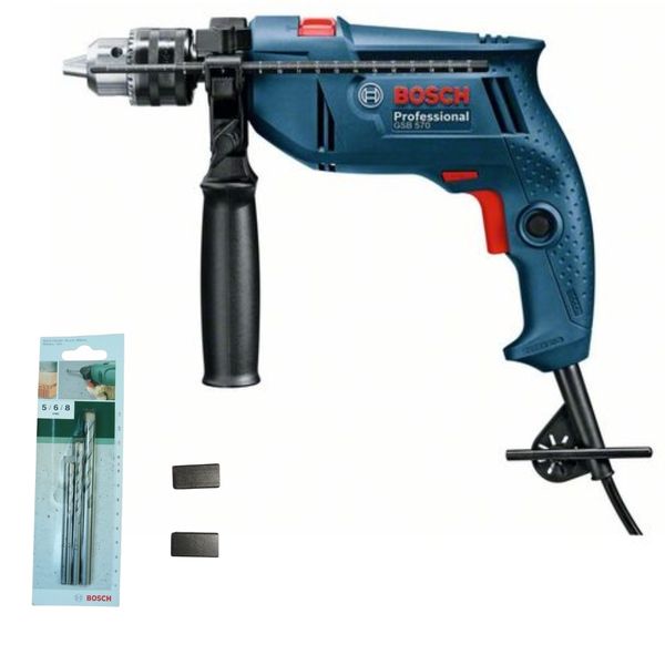 Bosch - Impact Drill Incl Brush &amp; Bit Set - 570W - 13mm